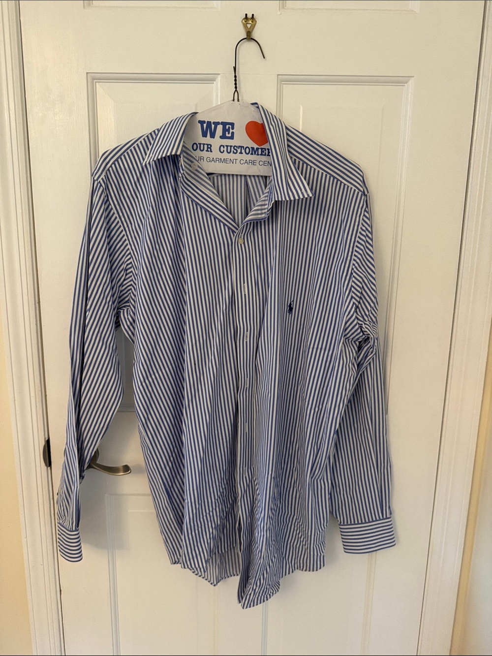 Ralph Lauren Blue and White Striped Button-Down Shirt